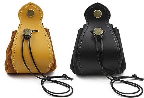 Chihutown 2 stücke Würfel Tasche Gelb Schwarz, DND Würfel Tasche, Würfel Aufbewahrung, Leder Würfel Tasche, Würfel Fach, Kordelzug Taschen, Leder Kordelzug Tasche, Mini Würfel Taschen, Schmuck