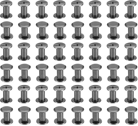 PATIKIL 100 Sets Chicago Screws, M5x8mm Chicago Screws Phillips Binding Post Screw Bolts Leather Rivets Fasteners Connectors Steel for Leather Belt Scrapbook Photo Albums, Black