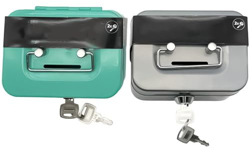 CuiCanfla Lot de 2 tirelires en métal sécurisées portables avec serrure, mini coffre-fort pour la collection de pièces de monnaie quotidienne