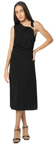 VERO MODA Vmalva SL Robe en métal Va WVN GA midi, Noir, M Femme