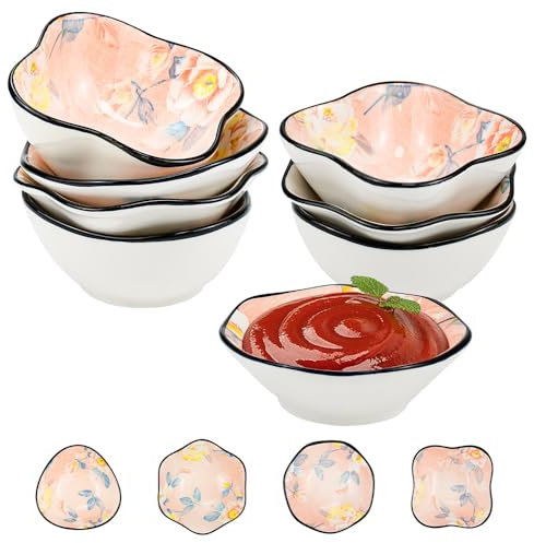 YBCCBY 8 PCS Cuencos para Salsas de Soja Tazones de Cerámica para Salsa Cuencos de Cerámica para Salsa Tazones para Condimentos Pequeño Cuencos para Aperitivos y Salsas Compotas Postres Sushi Frutas