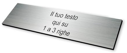 Targhetta incisa personalizzabile autoadesiva per codice CIN - alluminio spazzolato - formato 10 x 2,5 cm