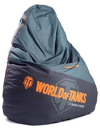 DIABLO Pouf Poltrona Sacco XXL World of Tanks | Con Ibottitura da Gaming, da Gioco, per la camera dei Bambini, Soggiorno Beanbag | Perle in EPS | Poliestere, 100 cm x 110 cm x 110 cm