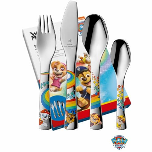 WMF Paw Patrol Kinderbesteck mit Namensgravur - schönes Kinder Besteckset - Taufgeschenke personalisiert mit Gravur - Geschenkideen für Mädchen und Jungen - Kinderbesteck ab 3 Jahre - 4-teilig