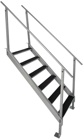 Hymula 6 Steps 500lbs Dock Ladder with Wide Step & Nonslip Tread Adjustable Height Aluminum Docks Stairs with 2 Handrails for Lake Swimming Pool Marine Boarding