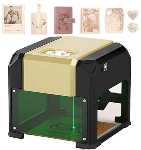 NzEupno Mini Incisore Laser da Tavolo, Taglierina Laser Ad Alta Precisione, Strumento per Incisione Fai da Te, Nessuna Installazione Richiesta con Scudo Protettivo per Legno/Pelle/Metallo