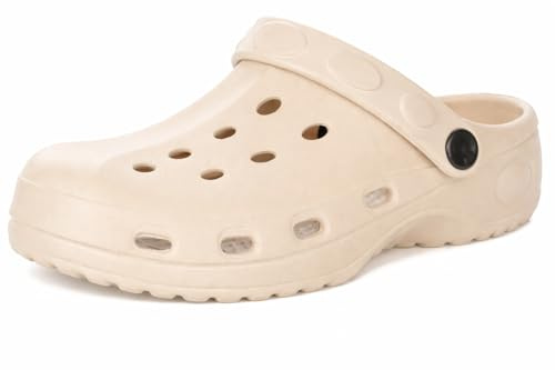 Brandsseller Zuecos de jardín para mujer, zapatos de jardín, zapatillas de baño, zapatillas ligeras, beige, 40 EU