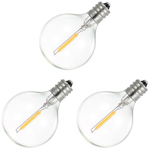 3er Pack Ersatz G40 DC3V 0.1W E12 Glas Lampe für Innen und Außen Patio Dekoration Warmweiß