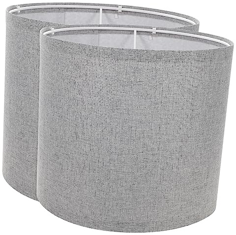 SEWACC Lot de 2 abat-jours en lin gris de 20 cm de diamètre pour chambre à coucher et salon compatibles avec lampes de table et de sol