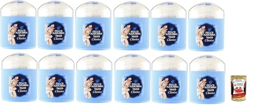 Felce Azzurra Paglieri Poudre corporelle avec pompon Talco Classico con Piumino Talc classique avec éponges 12 x 250 g + Italian Gourmet Polpa 400 g