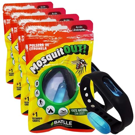 Semillas Batlle Pulsera Anti-Mosquitos de citronela (Paquete de 4)