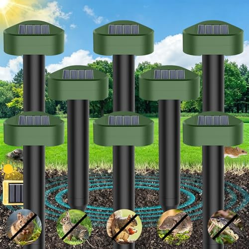 Talpe Ultrasuoni Solare 8 Pezzi, Repellente Solare Scaccia Talpa, Dissuasore per Talpe a Ultrasuoni Utilizzato per Respingere Talpes, Arvicole, Serpenti Protegge Prati e Giardini