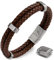 Wolflock Herren Lederarmband | Echtes Rindsleder | Schwarz & Braun | Armband mit Magnetverschluss