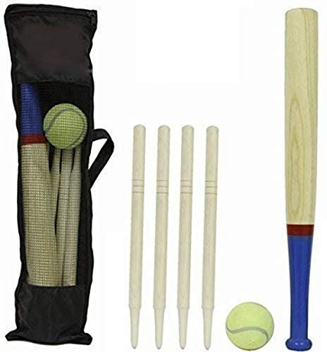 DIVCHI 6-teiliges Set aus Holz und Tragetasche – Baseballschläger und weicher Tennisball für den Garten