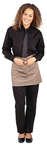 Whites Chefs Clothing B432 Polycotton Short Bistro Apron, 373mm x 750mm, Tan