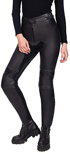 Corelli MG Eclipse Schwarze Damen Motorradhose aus Leder Rindslederhose für Frauen Tourenhose Echtleder (as3, Alpha, s, Regular, Regular)