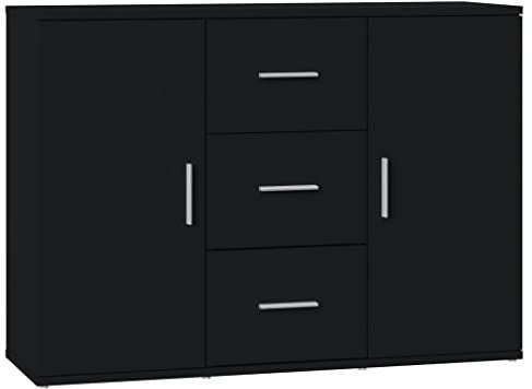 vidaXL Sideboard Schrank Anrichte Kommode Beistellschrank Mehrzweckschrank Standschrank Wohnzimmerschrank Schwarz 91x29,5x65cm Holzwerkstoff