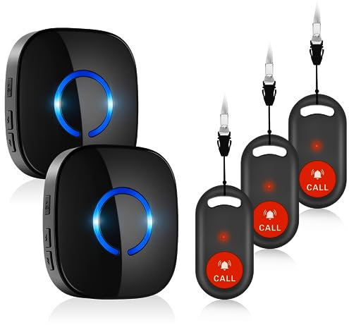 Notrufknopf für Senioren,COTINSE Funkklingel Hausnotruf Intern für Senioren Notruf Patienten Notfallknopf Caregiver Pager Home Alert System Wireless SOS Alarm