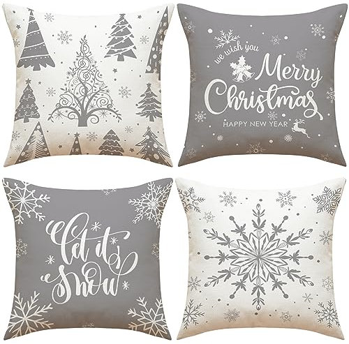 YMQIANYU 4er Set Kissenbezug 45x45 Weihnachten Kissenbezüge Kissenhülle Dekorative Dekokissen Sofakissen Set Wurfkissenbezug für Sofa Schlafzimmer