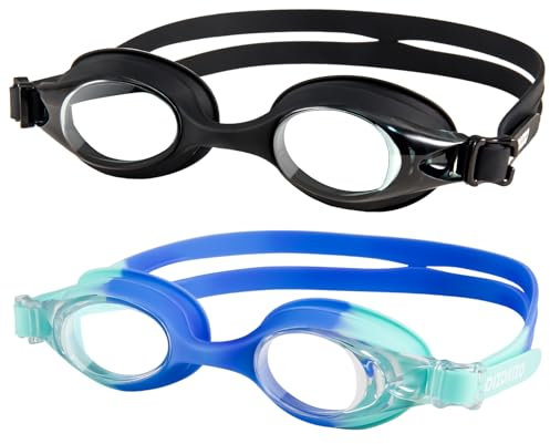 Dizokizo 2 Stück Schwimmbrille Kinder Wassersport Schwimmbrillen Anti-Beschlag und UV Schutz Wasserdicht klare Sicht einfach einzustellen für Unisex Jugendliche Jungen Mädchen 3-16 Jahre