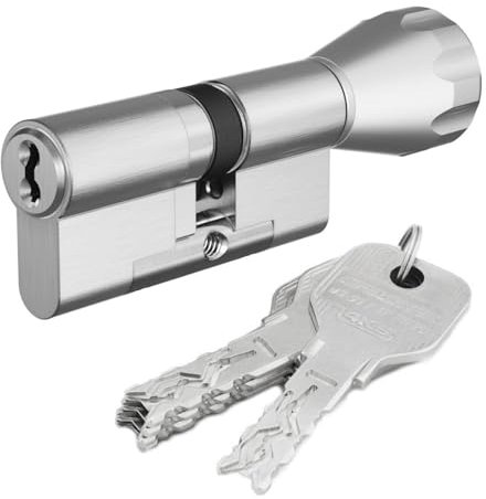 EVVA 4KS Knaufzylinder 31/31K | Hochsicherheits-Zylinder Schließzylinder mit Bohrschutz Ziehschutz Picking-Schutz | Patentschutz | 5 Schlüssel und Sicherungskarte (K=Knauf/Innenseite) | Nickel matt