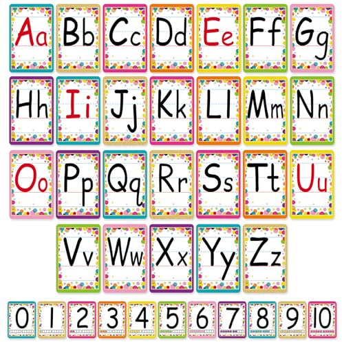 Bulletin Board Letters - ABC Alphabet Poster Classroom Decorating Set Toddler English Poster Kindergarten Elementary Classroom Nursery Home Wall Decoration (Multicolored Confetti)