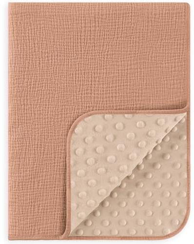 Susurration Couverture Bébé Et Enfant Et Coton Douce en Minky pour Lit Bebe 75x100 cm,Multifonctionnel Bilatéral pour Landaus Plaid Bebe Couvertures (Marron)