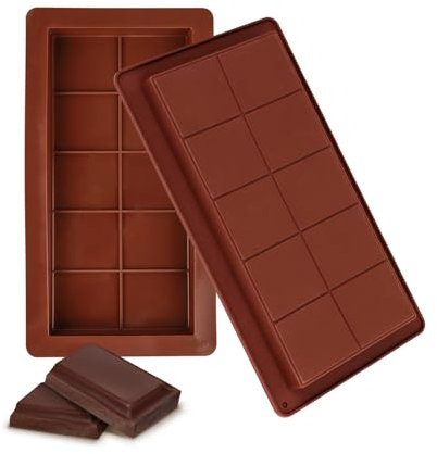 BigKego Pack of 2 Chocolate Moulds Silicone Deep Chocolate Bar Mould Dubai Chocolate Mould Silicone Mould Chocolate Bar BPA Free for Chocolate Praline Sweets