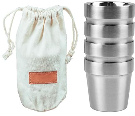 4x Gobelets En Acier Inoxydable, Tasse En Acier Inoxydable, 180 ml Gobelets Incassables, Gobelet À Bière En Métal Empilable, Verre À Boire, Tasse À Boire Réutilisable Pour Camping, Randonnée