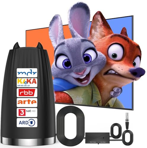 DVB-T/DVB-T2-Antenne, Rewave TV Antenne,Neueste HDTV Zimmerantenne für Fernseher, Rewave TV Antenne Großer Reichweite und 360° Empfang verstärkte Unterstützung Signalverstärker Geeignet für 4K 1080p
