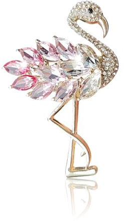 Goiern Spilla Fenicottero Rosa Animale Selvatico Strass Cristallo Elegante Smalto Uccello Spilla per Donne Ragazze Design Moda Abito Cappello Borsa Cravatta Matrimonio