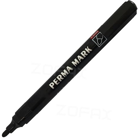 PERMA MARK Permanent Marker Pens, BLACK, Bullet Tip (3.0mm), Pack of 1, Marks on Most Surfaces, Waterproof UV resistant Ink, iZOFAX Black Ball Pen