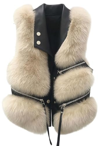 BIBOKAOKE Gilet da donna in pelliccia sintetica con pelliccia sintetica, gilet in finta pelle, con pelliccia calda, senza maniche, taglie forti, gilet trapuntato, invernale, giacca di pelliccia, Stil