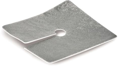 Metallina Compressa Alluminizzata Sterile TRACHEO 8 x 9,3 cm - Medicazione per Tracheotomia e Nefrostomia con Foro Centrale - Garza Non Aderente Assorbente per Drenaggi - Latex Free (50 Pezzi)