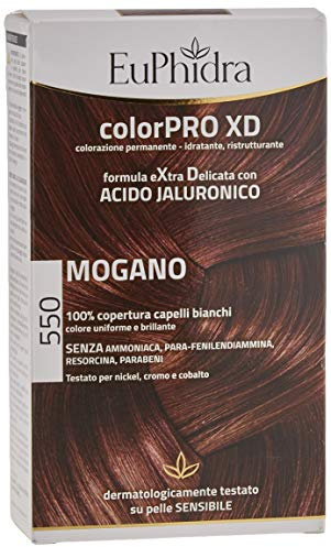 Euphidra - ColorPro XD 550, Mogano, Colorazione Permanente con Acido Ialuronico, Idrata in Profondità, Garantisce un Colore Brillante, Intenso e Duraturo