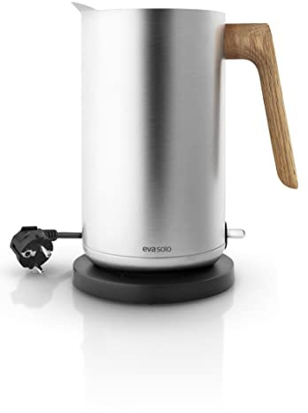 EVA SOLO | Wasserkocher 1,5 L Nordic Kitchen | 100% tropffrei | 360 Grad drehbar | Pulverbesichtetem Edelstahl | 220/240 V | 50/60 HZ | 1850 2200 Watt | Silber [Energieklasse A]
