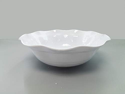 LOK-OSEMILE Ruffle in Round BPA-Free Melamine Round Salad, Mixing Bowl, 12.5-Inches, White