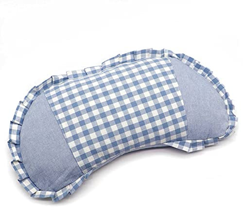 Edomi Kleines Buchweizenkissen, Buchweizenkissen, gefüllt mit waschbarem Bezug, Mondform für kühlenden Schlaf, Nackenstütze für Seiten- und Rückenschläfer, 43,2 x 20,3 cm, Blau