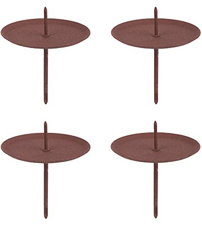 BigDean 4er Set Kerzenhalter für Adventskranz - Rost-braun - Ø 6cm - Kerzenteller zum Stecken - Adventskranzkerzenhalter aus Metall - Kerzen Halter