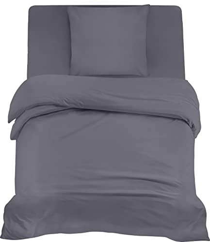 Utopia Bedding 3teilig Bettwäsche-Set - Weiches gebürstetes Mikrofaser-Gewebe - Bettbezug (135x200cm), Spannbetttuch (90x200cm) mit Kissenbezug (80x80cm), Grau