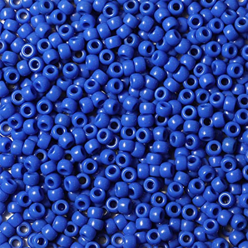 1000 Stück 6X9mm Bunte Perlen Zum Auffädeln Großes Loch Acryl Bastelperlen Blau Farbe Pony Perlen für Halsketten Armbänder Schmuckherstellung (Blau)