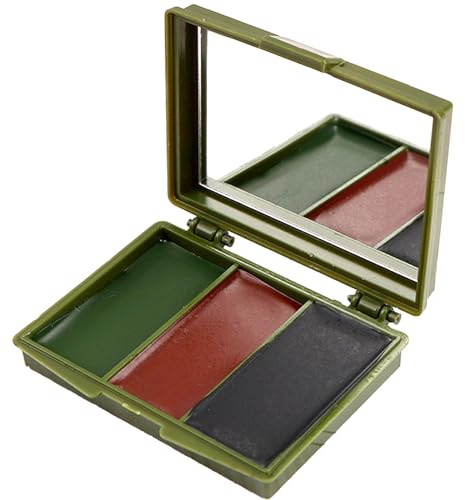 3 Colour Camo Cream, Tarnschminke Camouflage mit Spiegel Make Up Creme 3-Farben, Camo Face Paint Camouflage Make-Up, Gesichtsfarbe(Grün, Braun, Schwarz)