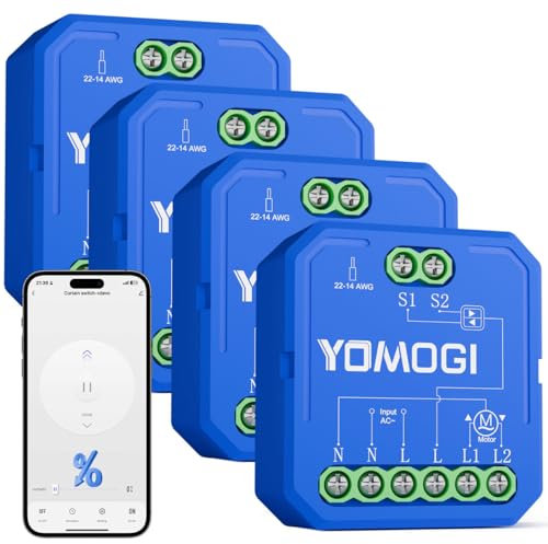 YOMOGI 4 Pack Module Volet Roulant Connecté, Module Interrupteur pour Rideau Stores WiFi, Compatible avec Alexa Google Home pour Contrôle à Distance, Pas de Télécommande