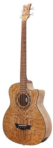 Batking Akustische E-Bassgitarre, 104 cm, Cutaway, elektrischer Akustik-Bass, 4 Saiten (Tiger Stripe)