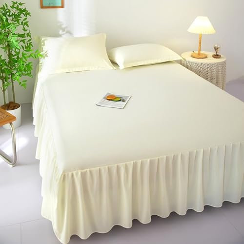 Calefee Betttuch 200x220 ohne Kissenbezug, Leintuch mit Gummizug Polyester Einfarbig Beige