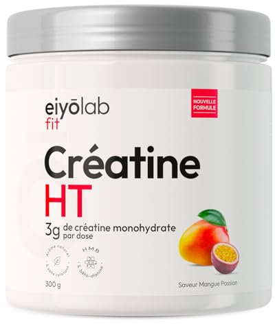 CREATINE HT | Créatine Monohydrate Pure en Poudre | Enrichie en Bêta-Alanine et HMB | Booster de Performances Musculaires | Sans Additifs | Mélange Facile Saveur Mangue Passion | 300g | Eiyolab