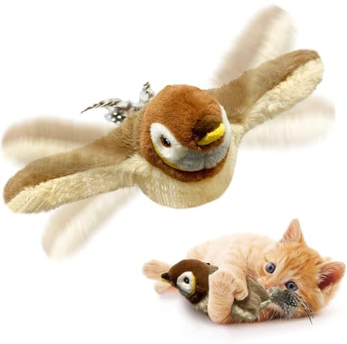 Donubiiu BirdChase,Interaktives piepsendes Vogelspielzeug für Katzen, Katzenspielzeug Fliegender Vogel,Flappy Bird Cat Toy, Flappychase Interactive cat Toy,Katzenspielzeug Vogel (1 Stück)