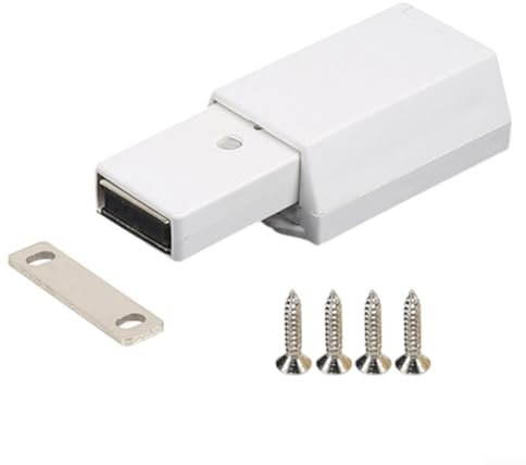 Push to Open Magnetic Latch for Cabinets and Drawers, Secure Locking System with Easy Installation (white)