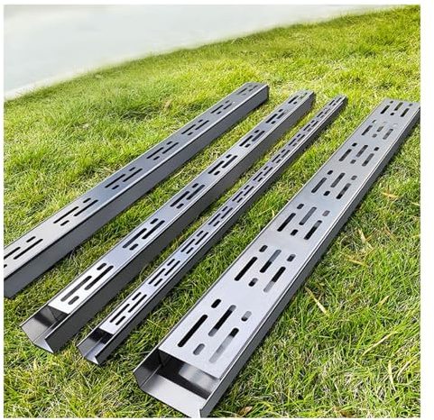 Garten-Entwässerungsset Aus Edelstahl Flache, Schmale, Unsichtbare Regenrinne Hochleistungs-Entwässerungsgitter Beton-Regenrinne Mit Umlenkfunktion Für Garten, Terrasse Und Garage(L 2m/6.5ft,10x5cm/4x