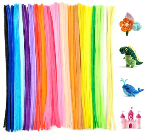 200PCS Pipe Cleaners for Craft Supplies, 30cm Multi-Color Crafting Pipe Cleaners,6mm Chenille Stems for Christmas DIY, Arts & Crafts for Creative Handmade DIY Decorations-20 Colors